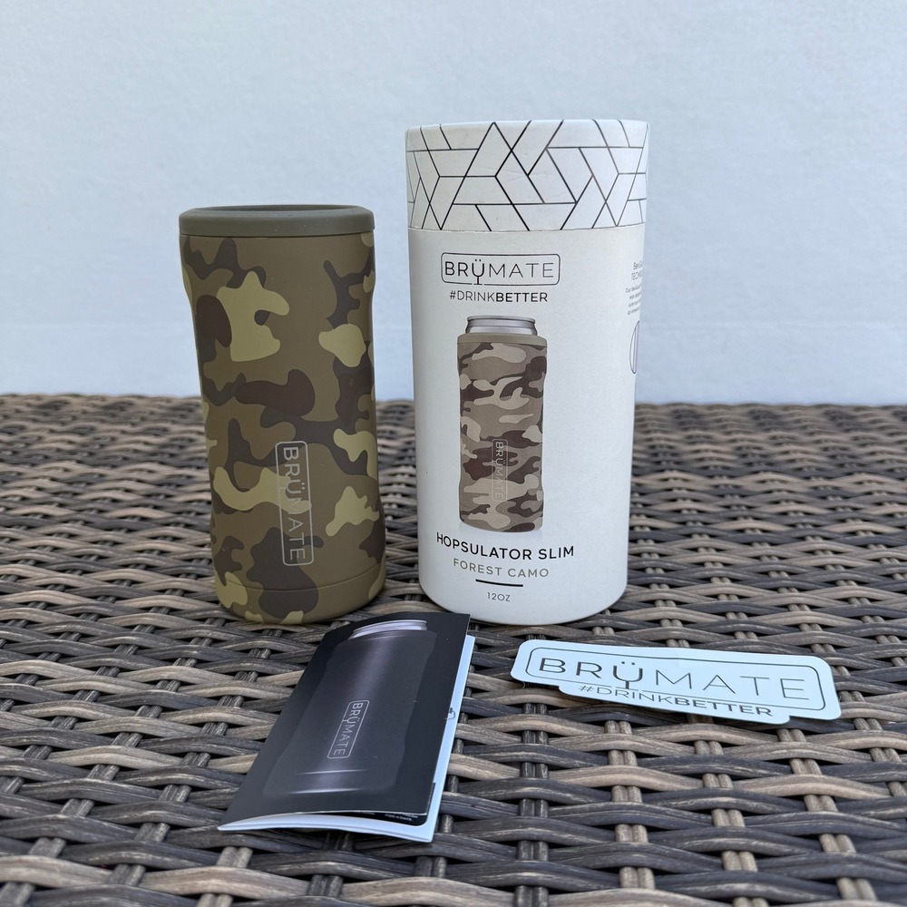 BrüMate Hopsulator Slim 12 oz Forest Camo Can Cooler New Open Box